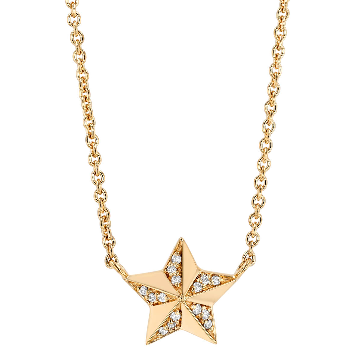 Harwell Godfrey Wish Tiny Diamond Star Necklace in Yellow Gold