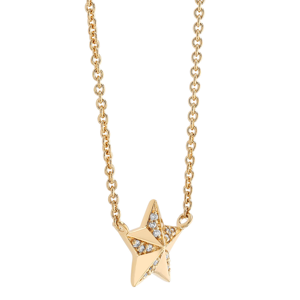 Harwell Godfrey Wish Tiny Diamond Star Necklace in Yellow Gold