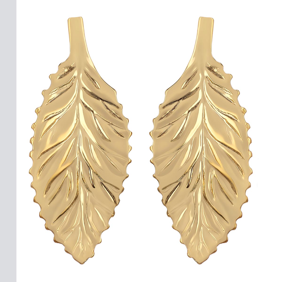 Yellow Gold Leaf Post Earrings