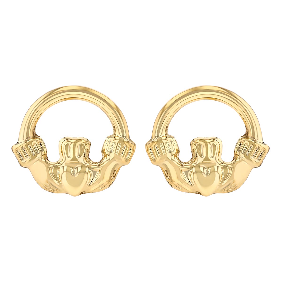 Yellow Gold Claddagh Stud Earrings