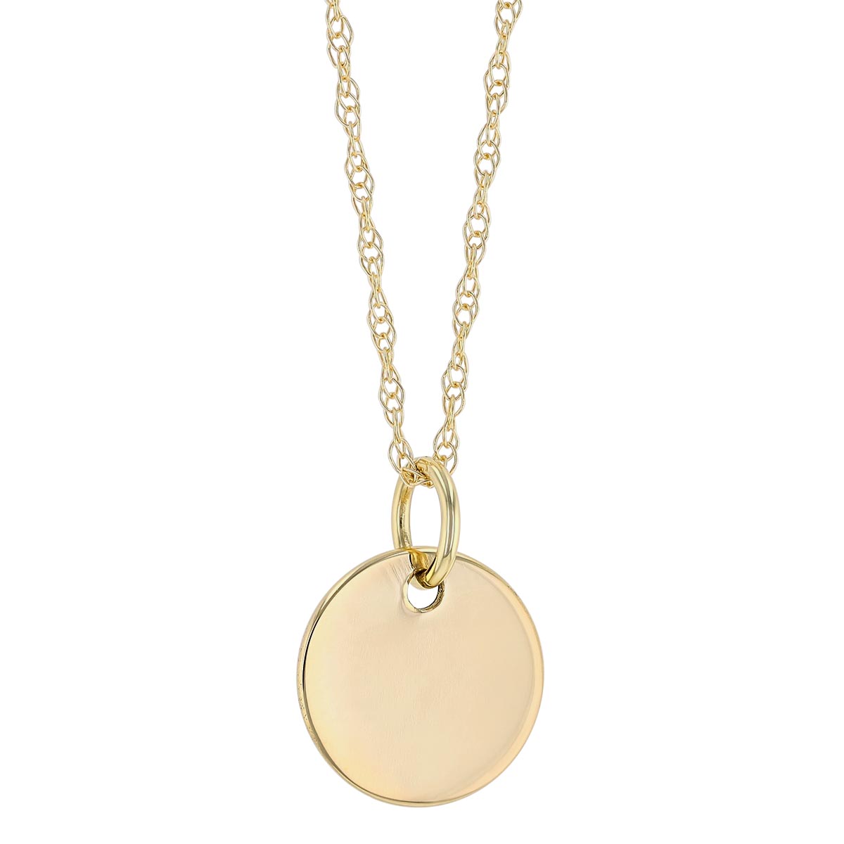 Yellow Gold Plain Small Disc Pendant, 18