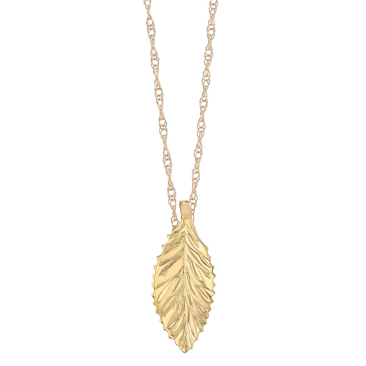 Yellow Gold Leaf Pendant, 18
