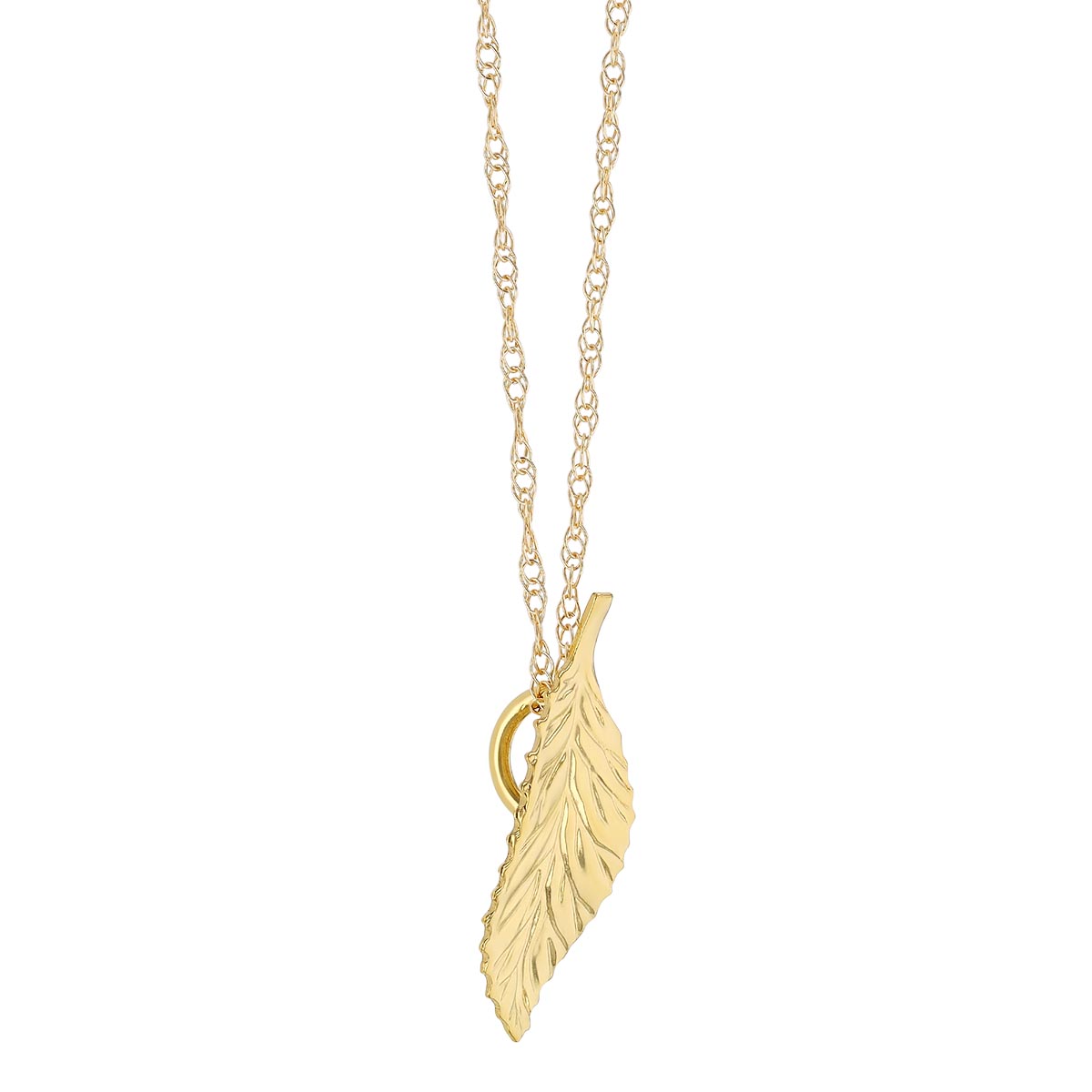Yellow Gold Leaf Pendant, 18