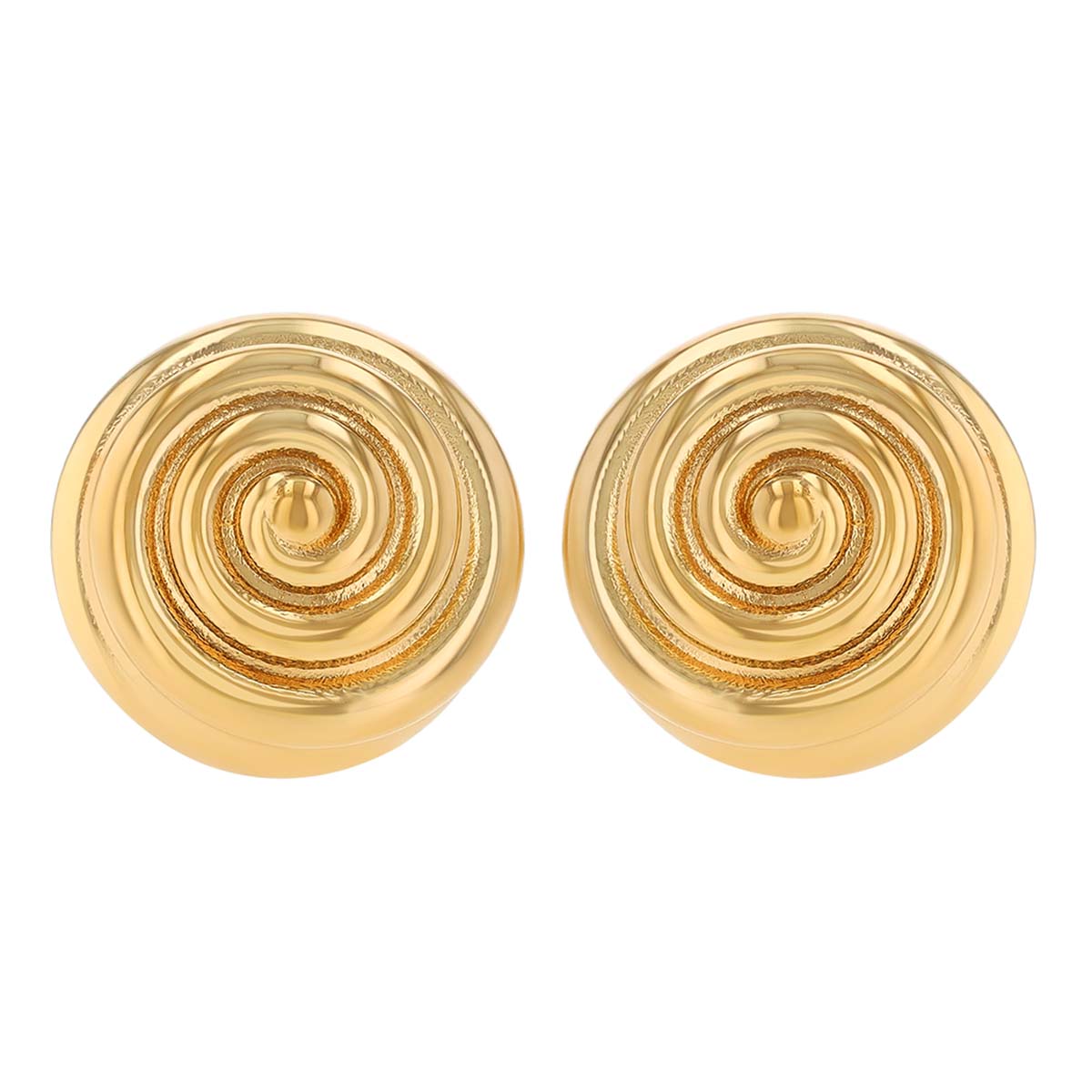 Yellow Gold Rolled Swirl Stud Earrings
