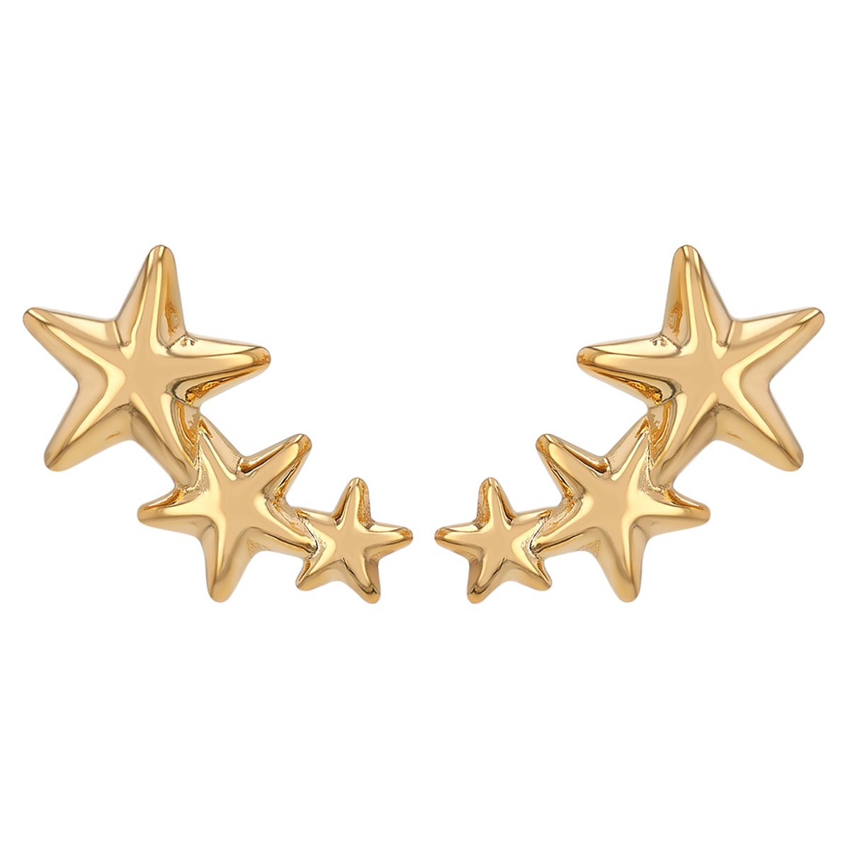 Yellow Gold Star Climber Earrings