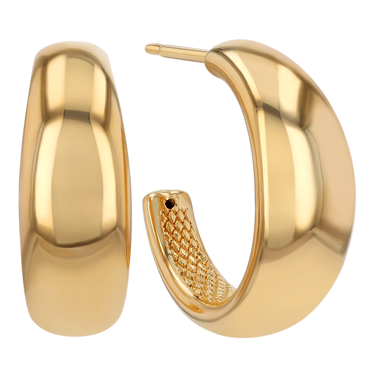 Yellow Gold Tapered Open Hoop Earrings