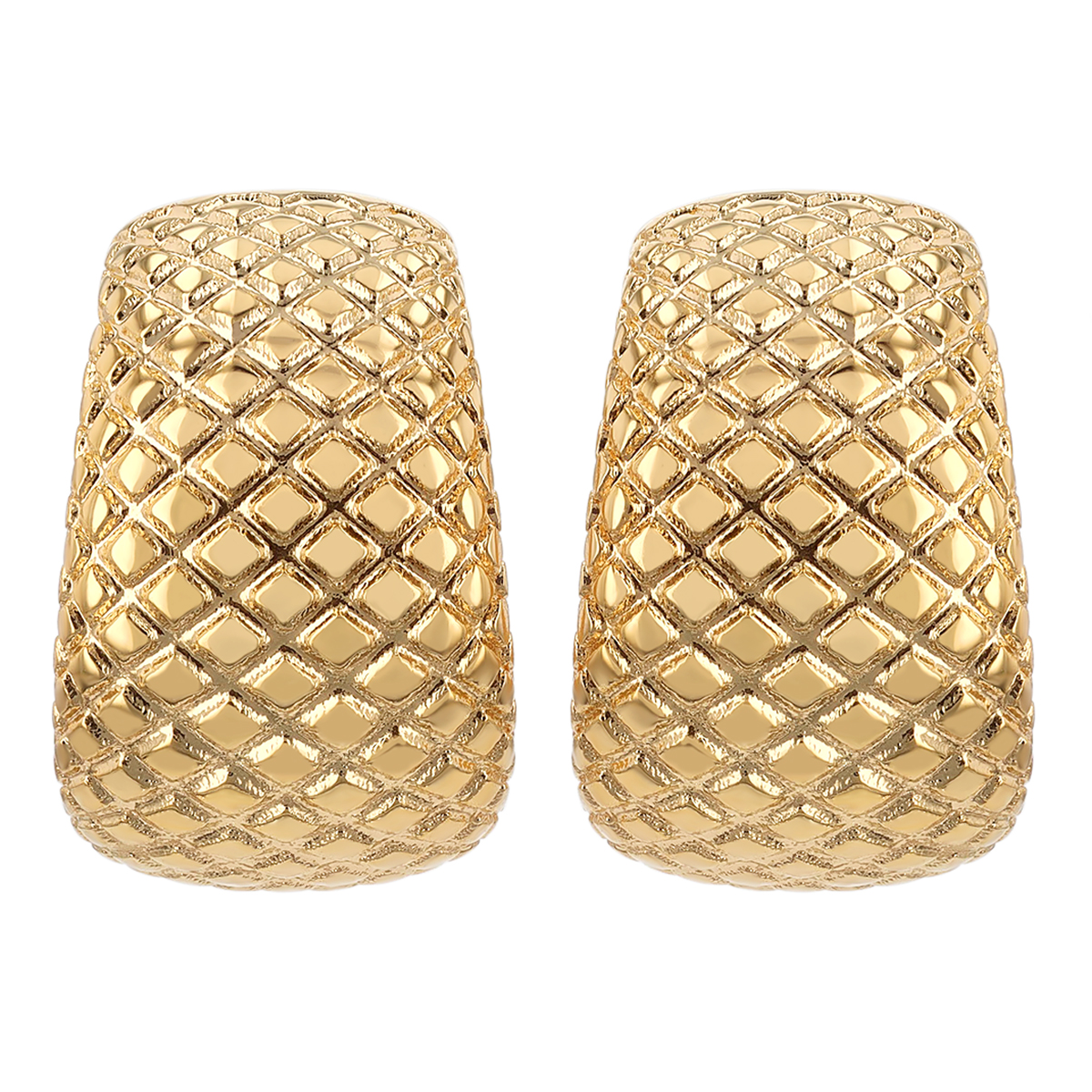 Yellow Gold Snakeskin Texture Chunky Hoop Earrings