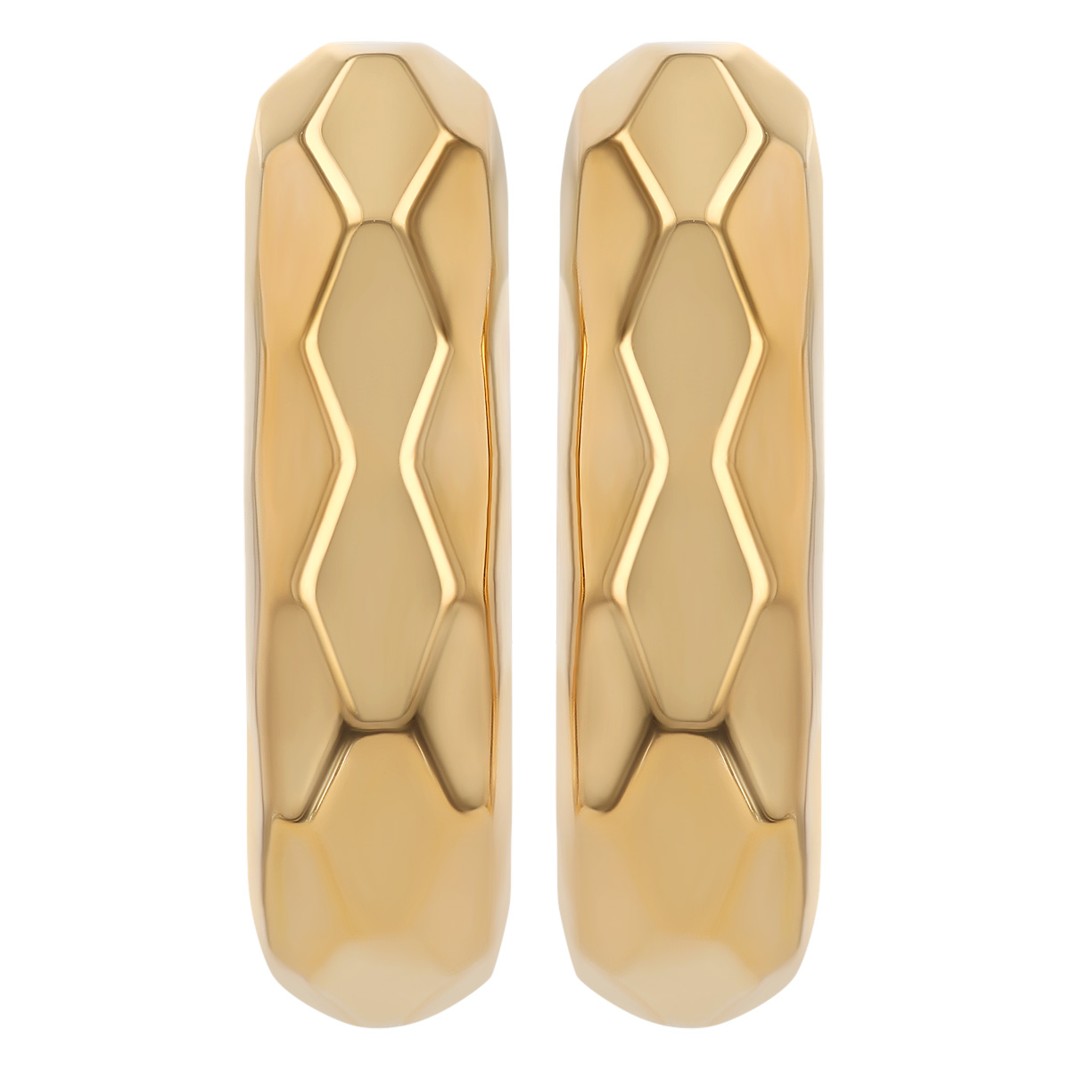 Yellow Gold Faceted Half Hoop Earrings