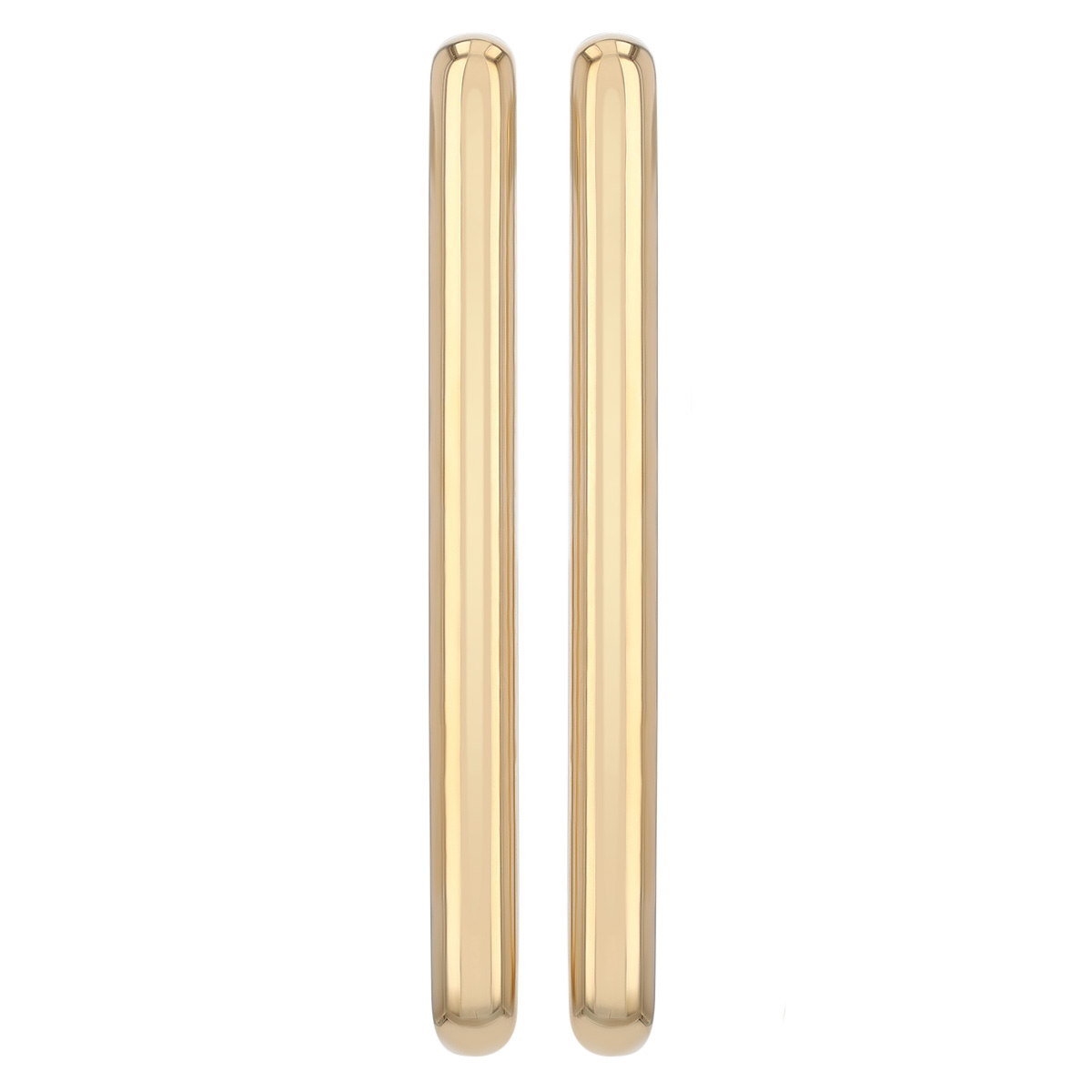 Yellow Gold Long Rectangular Open Hoop Earrings