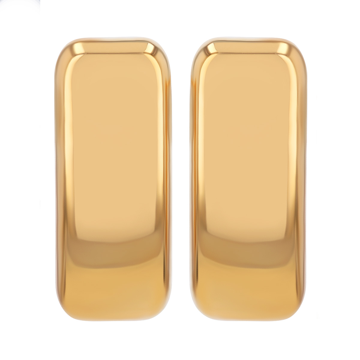 Yellow Gold Soft Curved Rectangle Bar Post Earrings