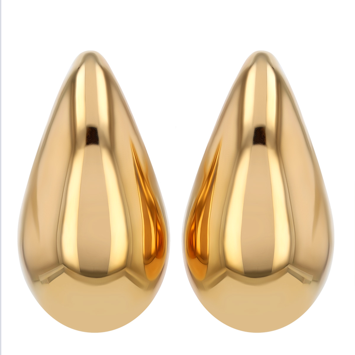Yellow Gold Puffed Teardrop Post Earrings