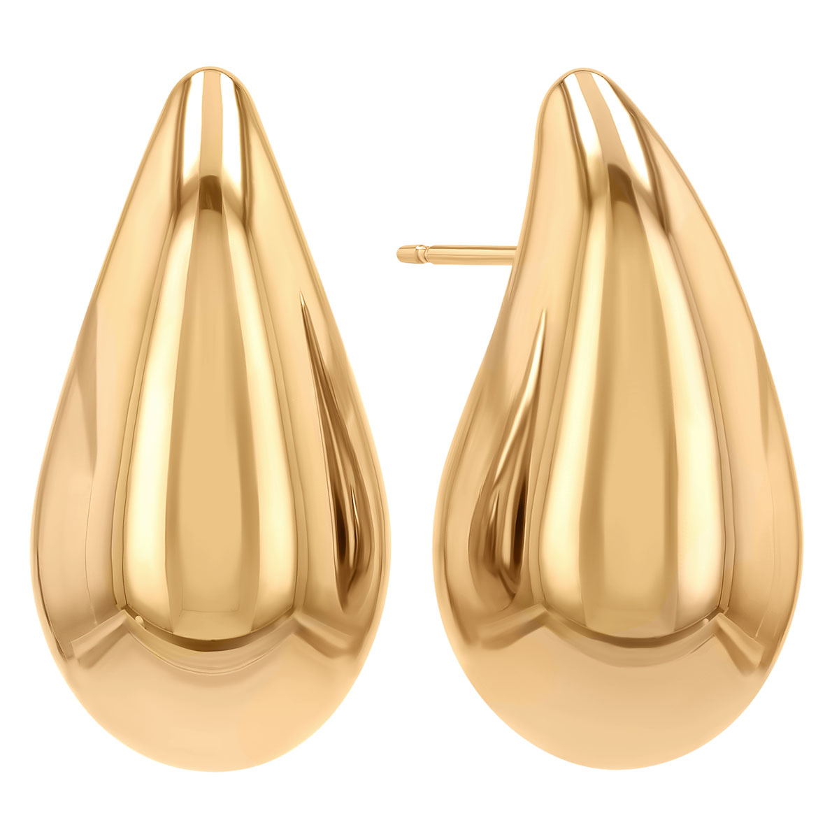 Yellow Gold Puffed Teardrop Earrings