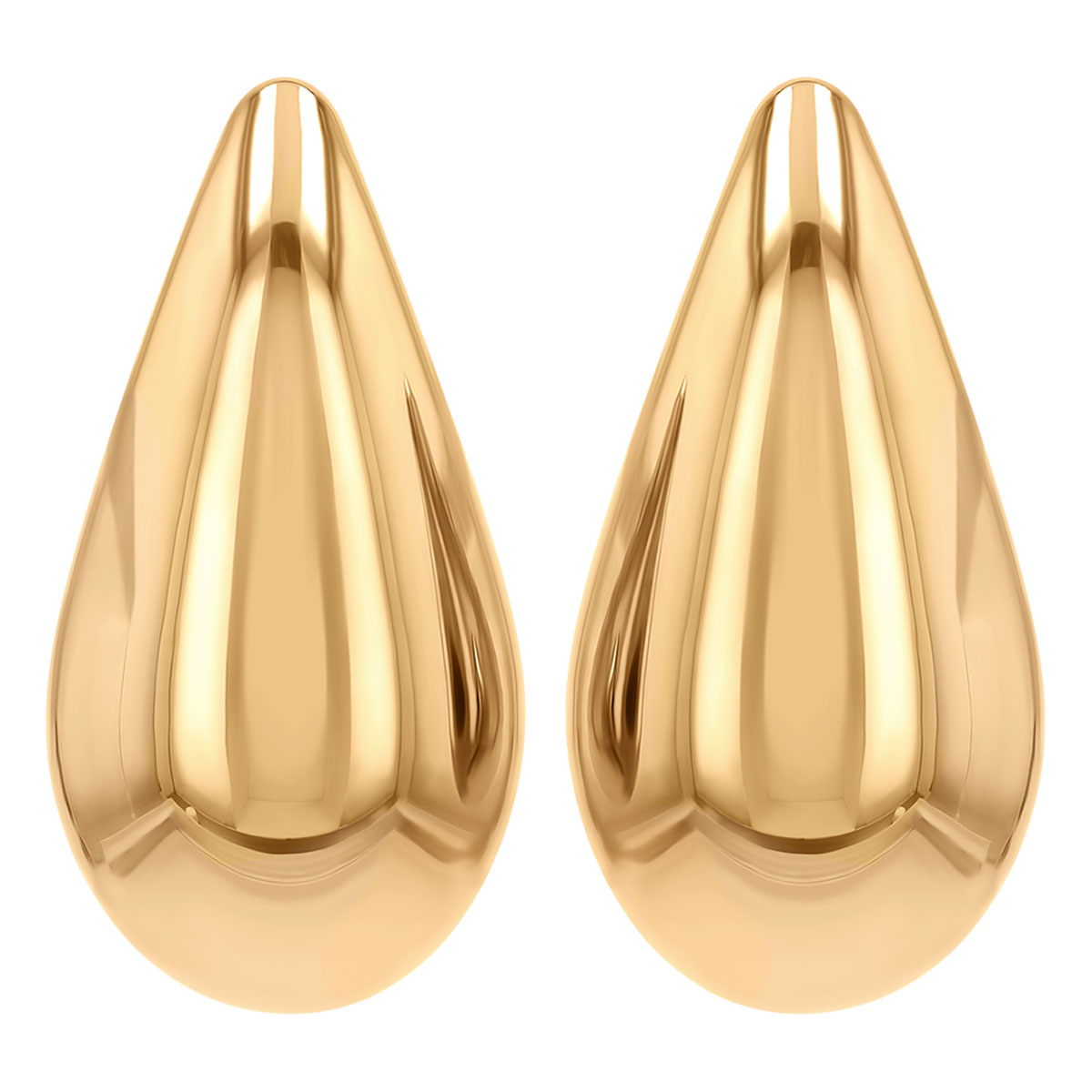 Yellow Gold Puffed Teardrop Earrings
