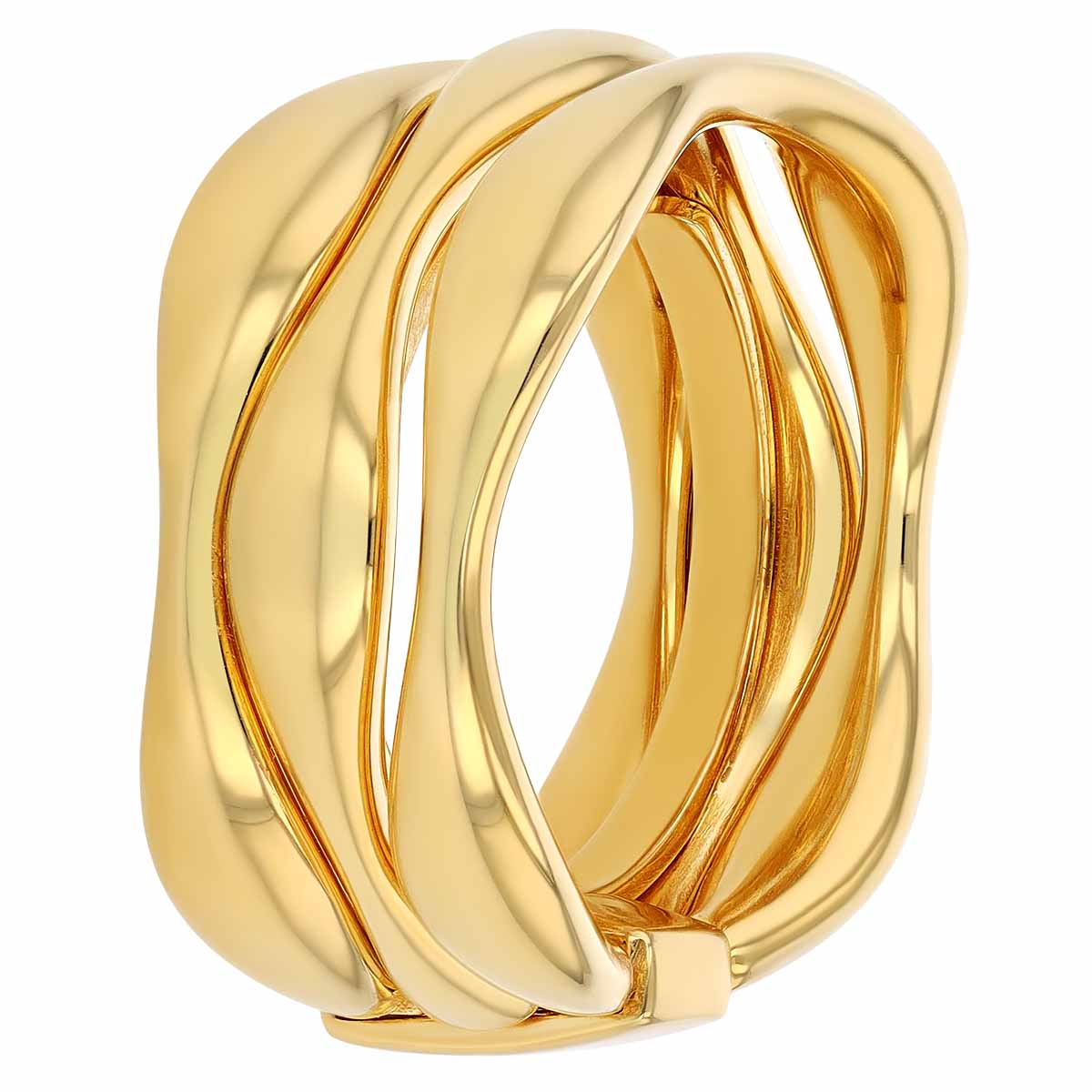 Pesavento Elegance Yellow Gold Vermeil 3 Row Wave Ring