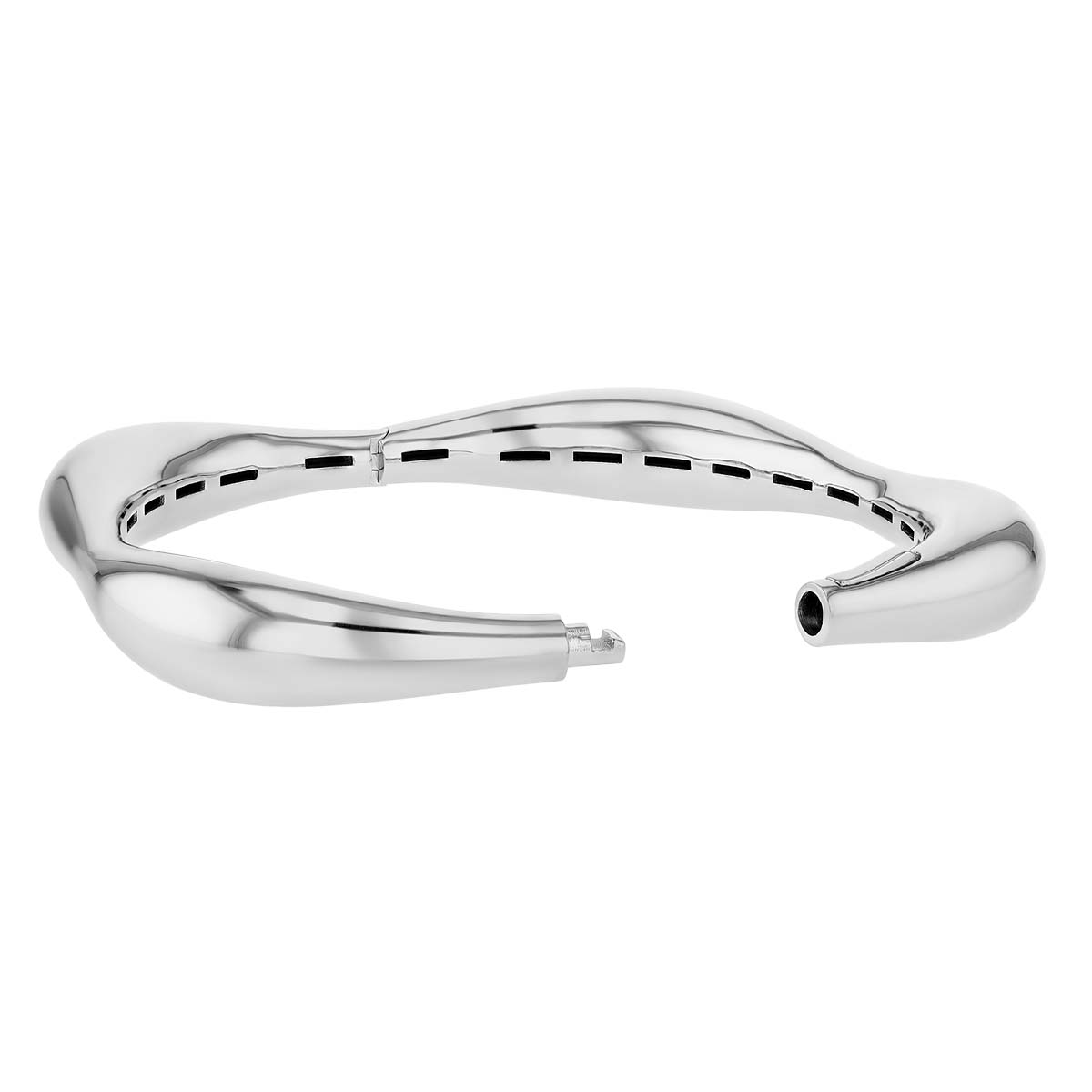 Sterling Silver Wavy Band Bangle – 925 Silver, Summer Beach Style, Great Britain