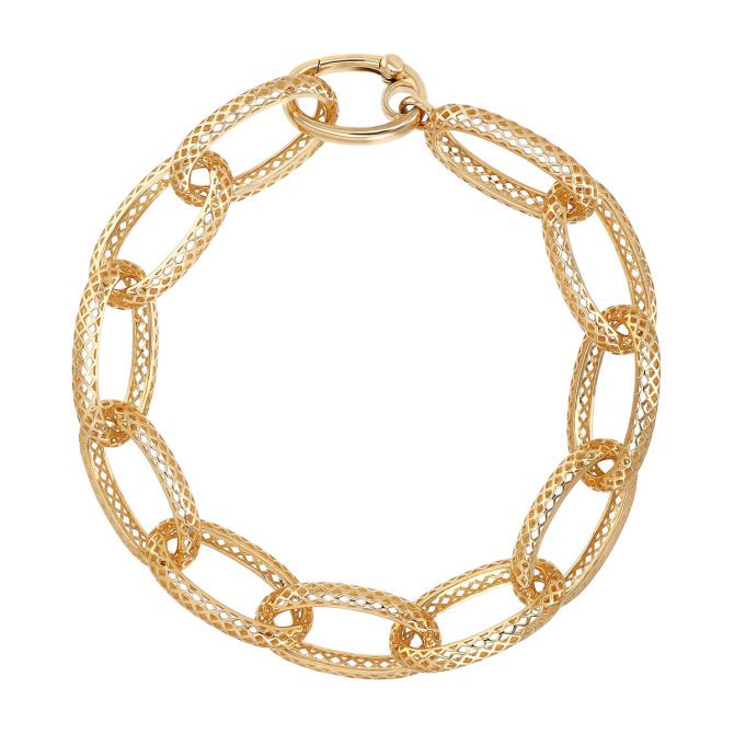 Yellow Gold Woven Oval Link Bracelet, 7.5"