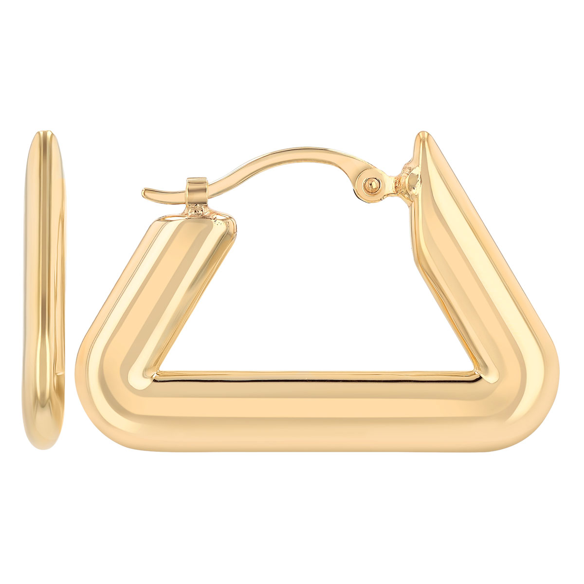 Yellow Gold Geometric Triangle Hoop Earrings