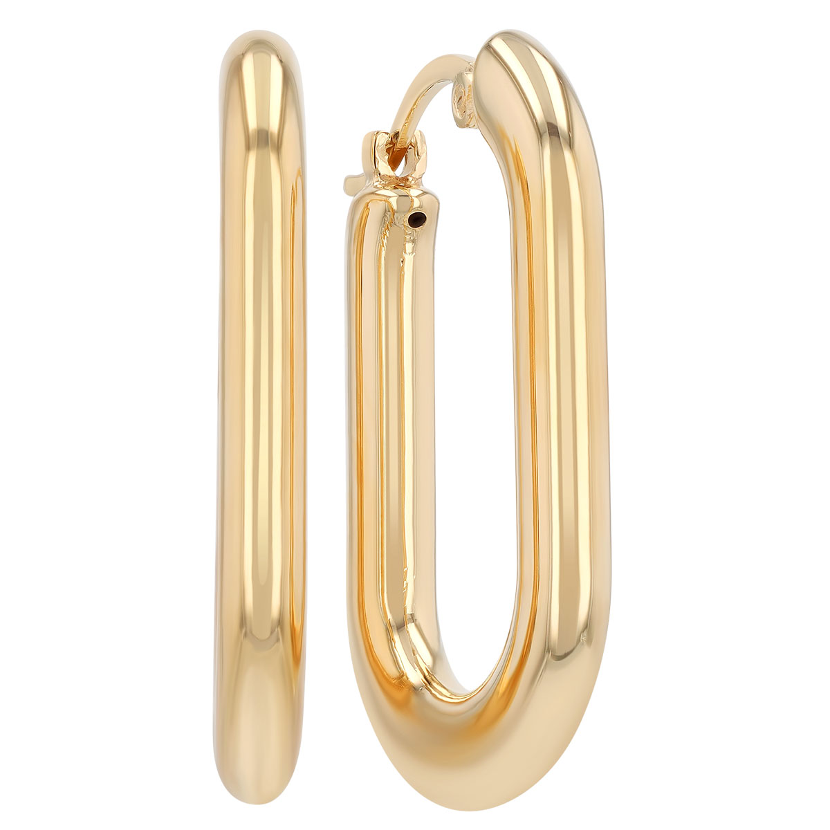 Yellow Gold Oblong Oval Hoop Earrings