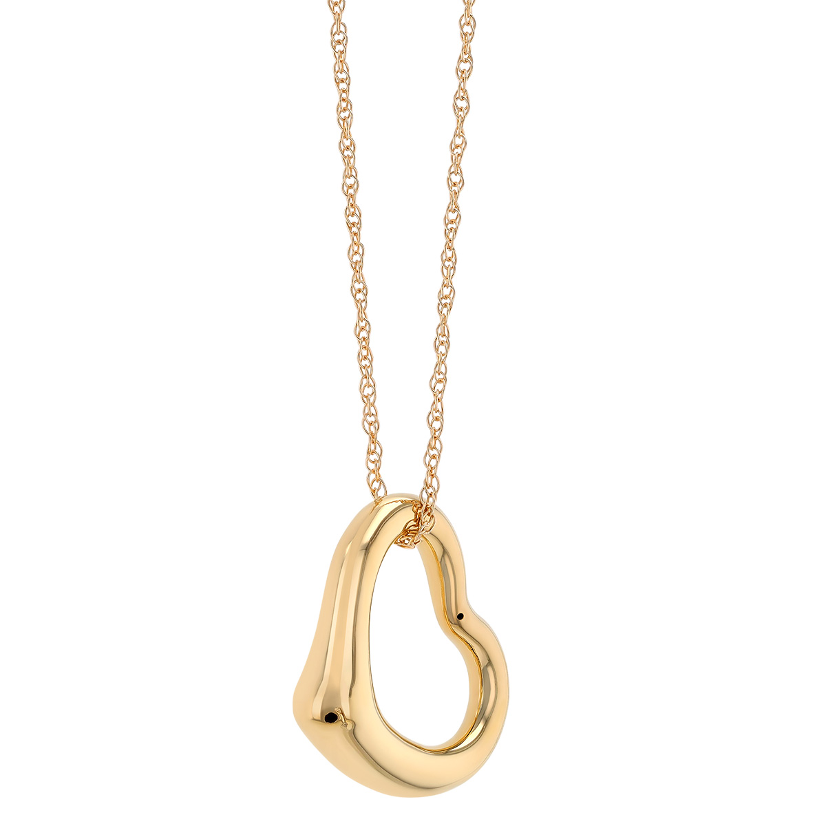 Yellow Gold Tilted Open Heart Pendant, 18