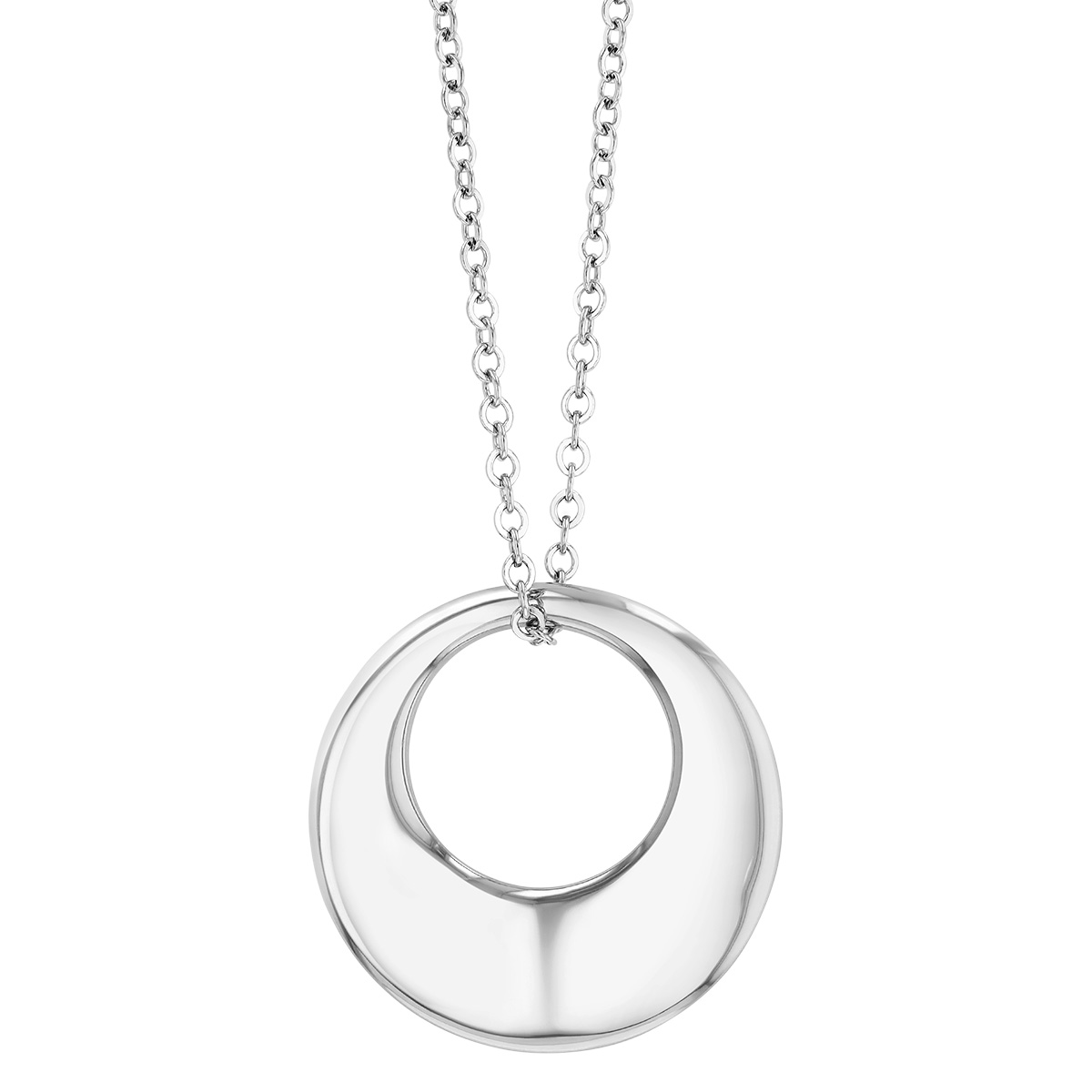 Sterling Silver Open Tapered Circle Pendant, 18