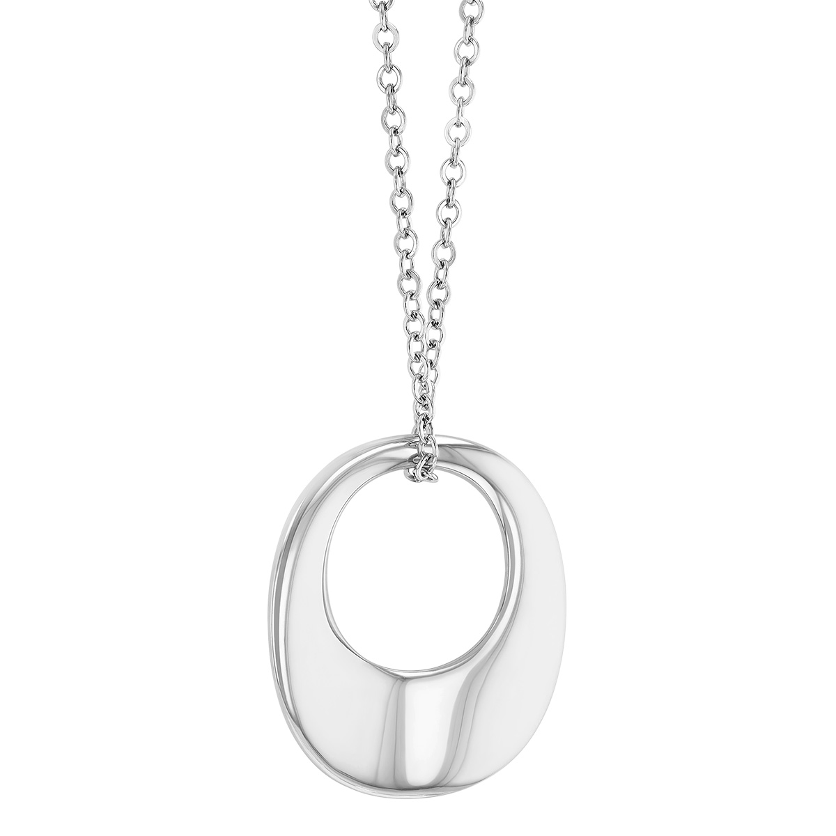 Sterling Silver Open Tapered Circle Pendant, 18