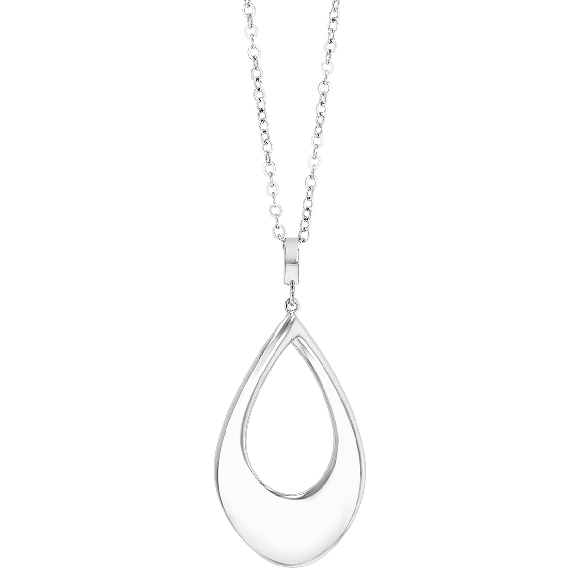 Sterling Silver Open Tapered Oval Pendant, 18