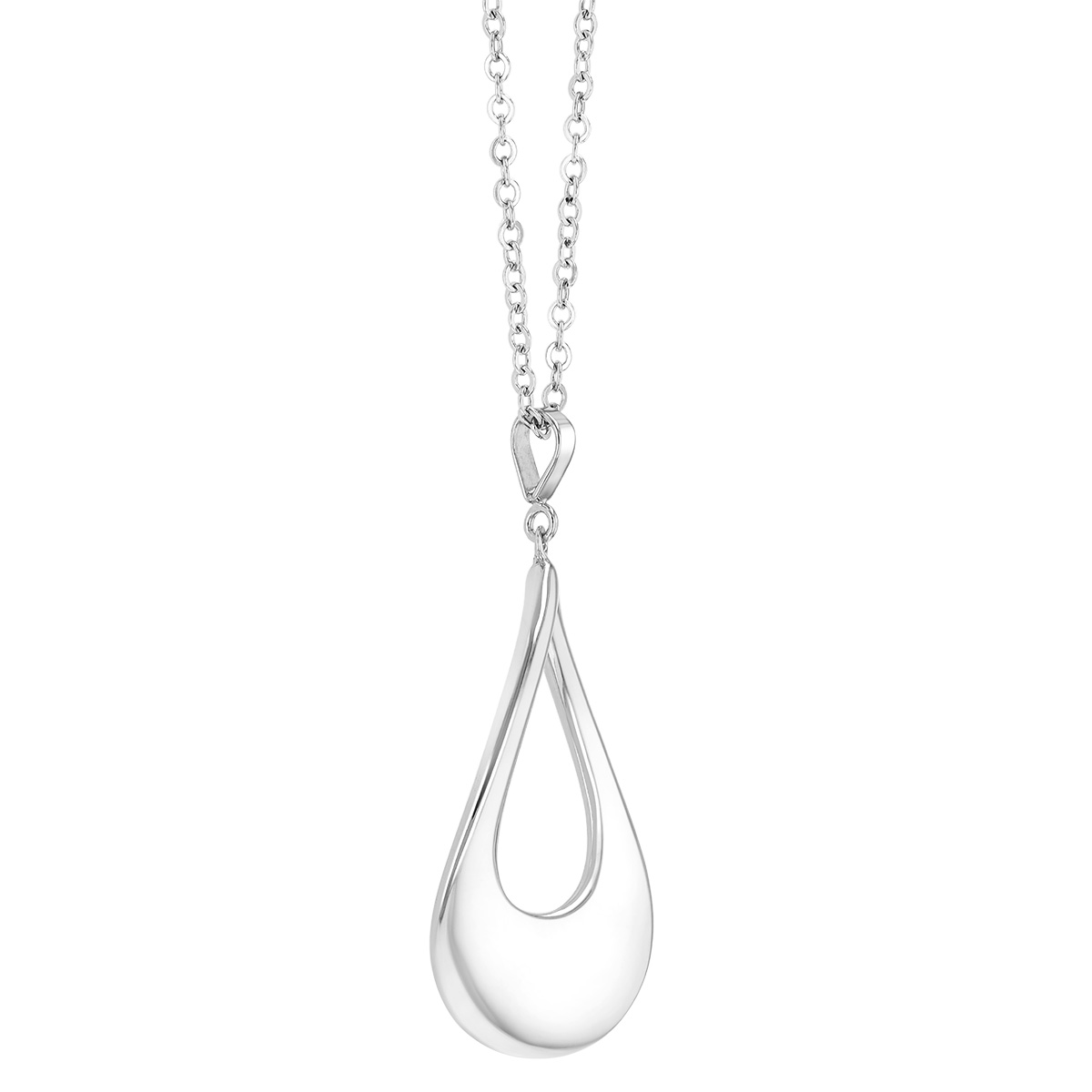 Sterling Silver Open Tapered Oval Pendant, 18