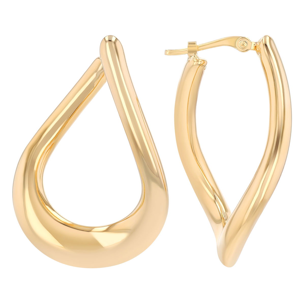 Yellow Gold Wavy Twist Hoop Earrings