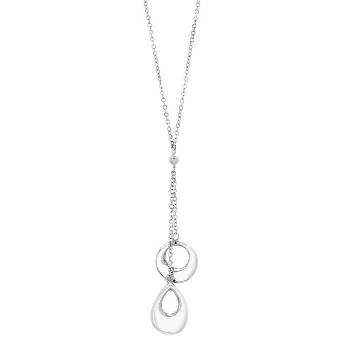 Sterling Silver Teardrop & Circle Double Pendant, 18"