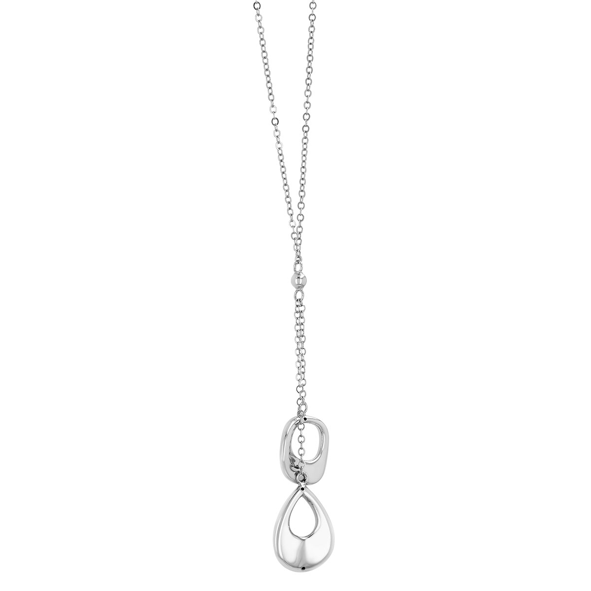 Sterling Silver Teardrop & Circle Double Pendant, 18