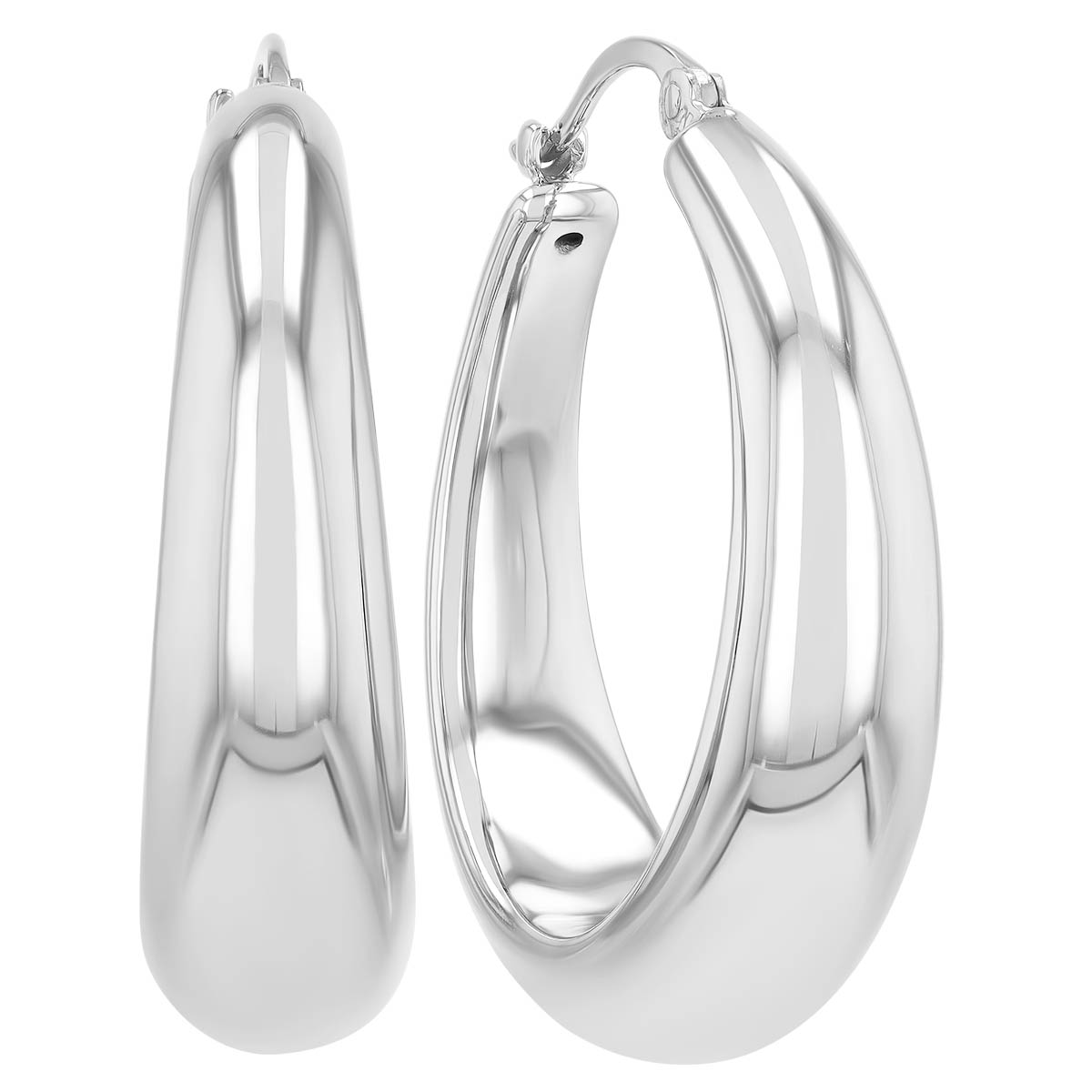 Sterling Silver Puffed Round Hoop Earrings