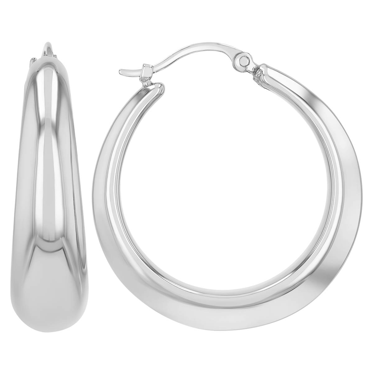 Sterling Silver Puffed Round Hoop Earrings