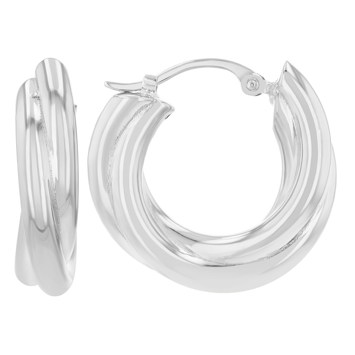 Sterling Silver 2 Row Twist Huggie Hoop Earrings