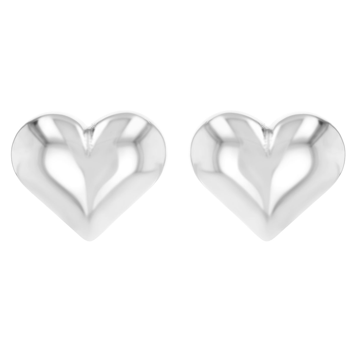 Sterling Silver Puffed Heart Stud Earrings