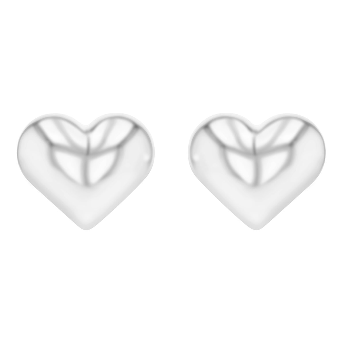 Sterling Silver Small Puffed Heart Stud Earrings