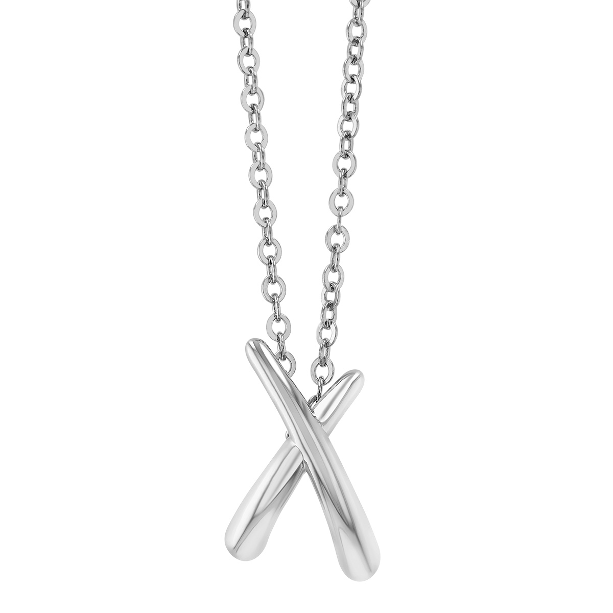 Sterling Silver X Shaped Pendant, 18
