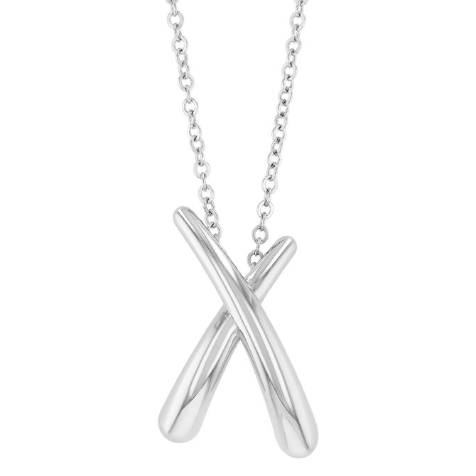 Sterling Silver X Shaped Necklace, 18"