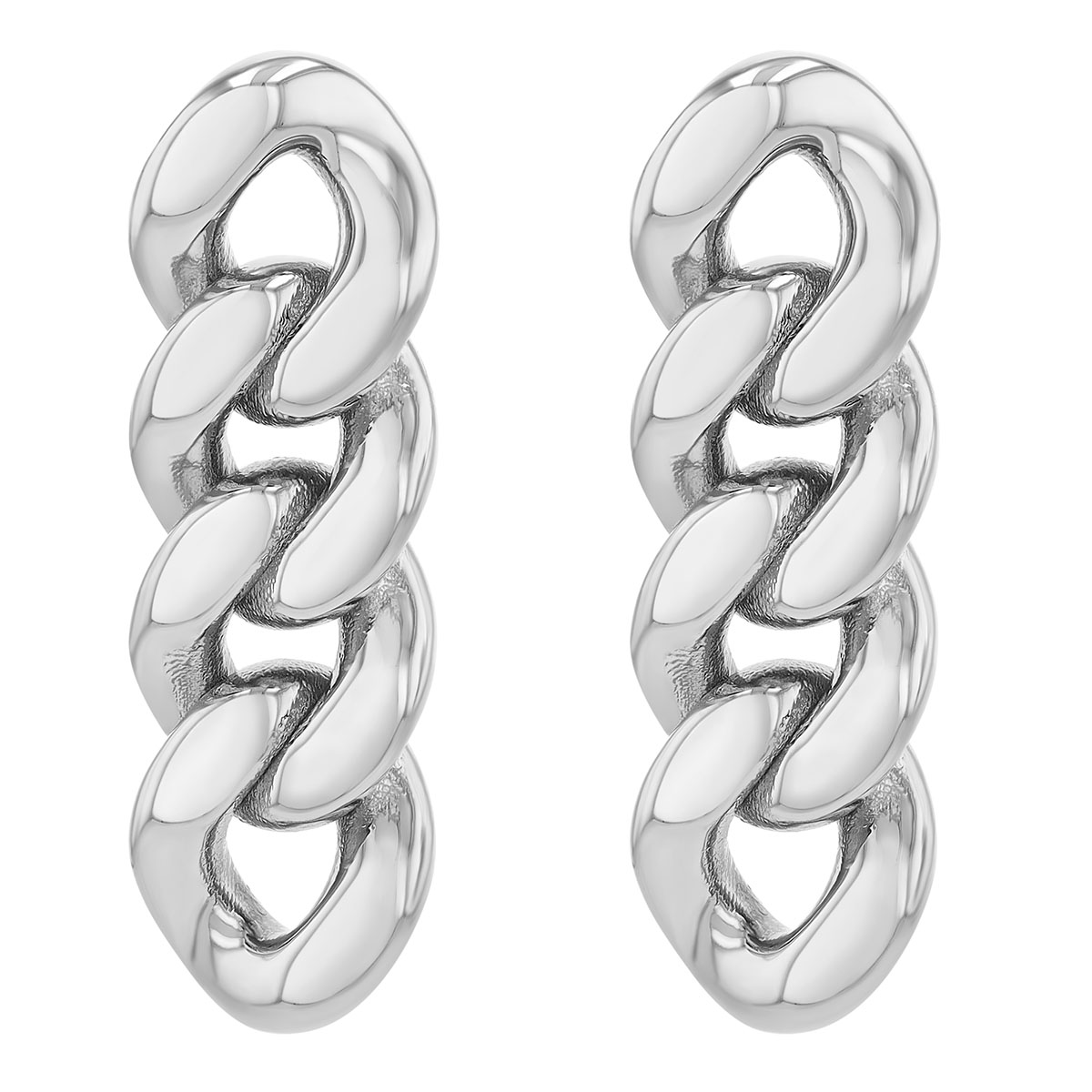 Sterling Silver Cuban Link Bar Stud Earrings