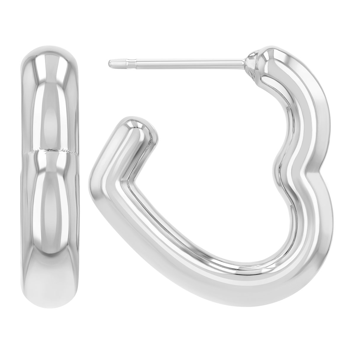 Sterling Silver Open Heart Hoop Earrings