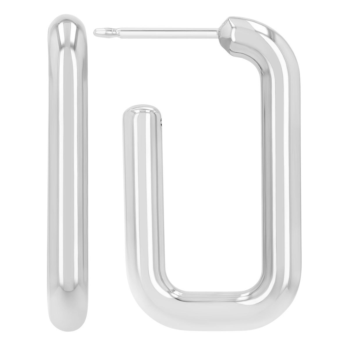 Sterling Silver Soft Rectangle Tube Hoop Earrings