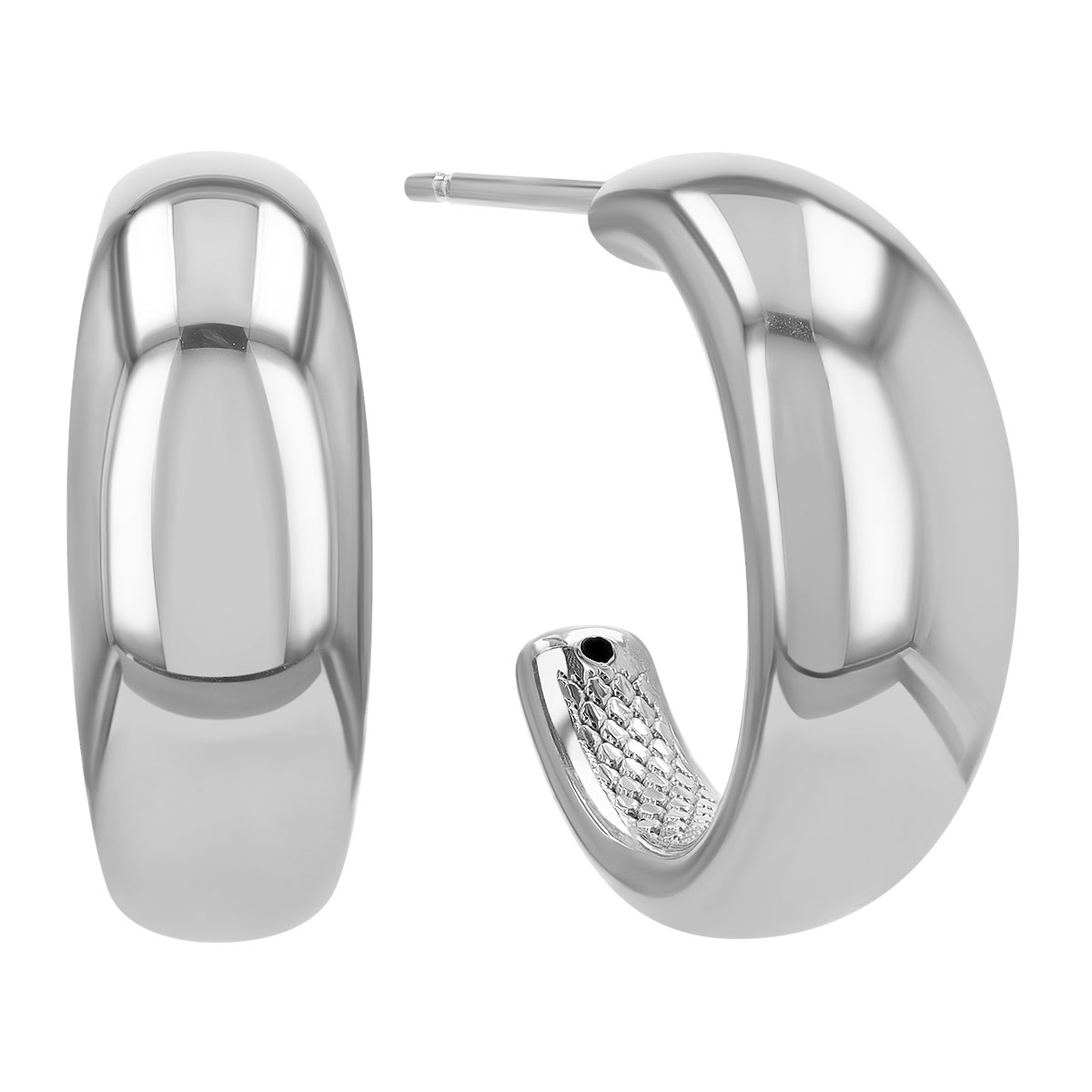 Sterling Silver Open Tapered Huggie Hoop Earrings
