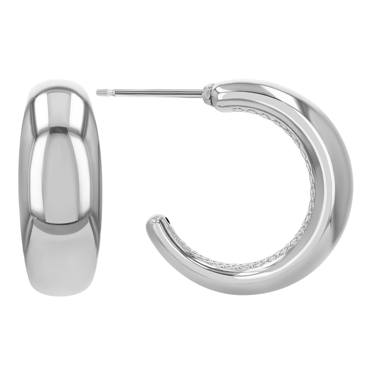 Sterling Silver Open Tapered Huggie Hoop Earrings