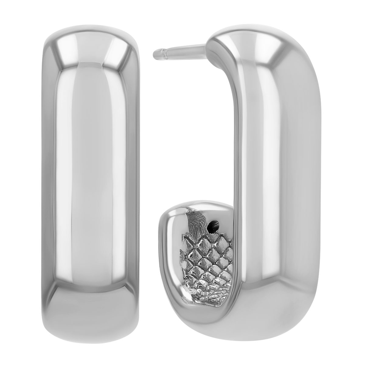 Sterling Silver Open Rectangle Huggie Hoop Earrings