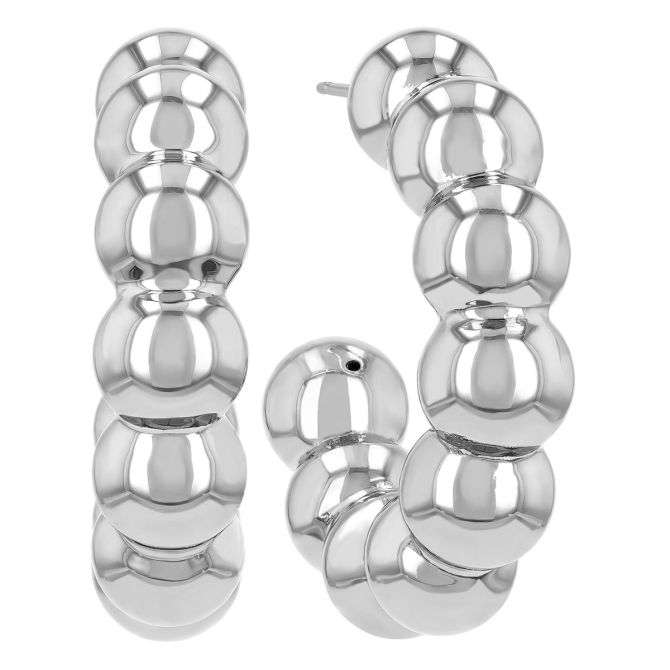 Sterling Silver Ball Open Hoop Earrings