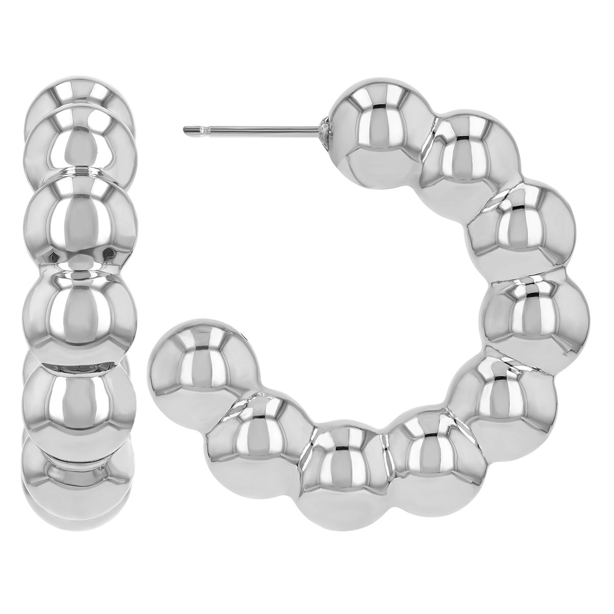 Sterling Silver Ball Open Hoop Earrings