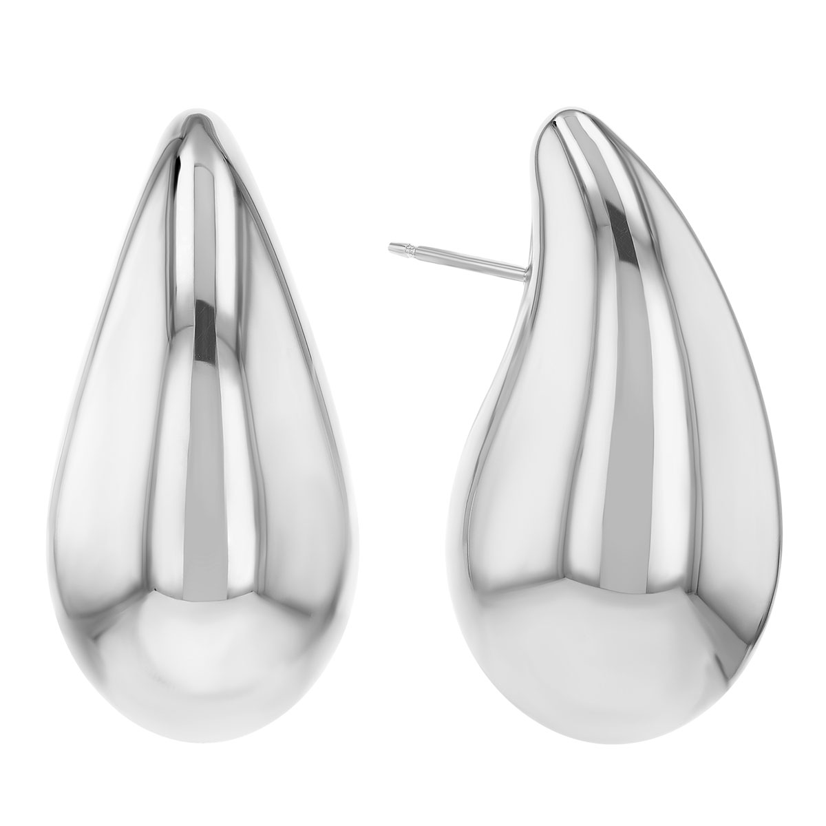 Sterling Silver Puffed Teardrop Stud Earrings
