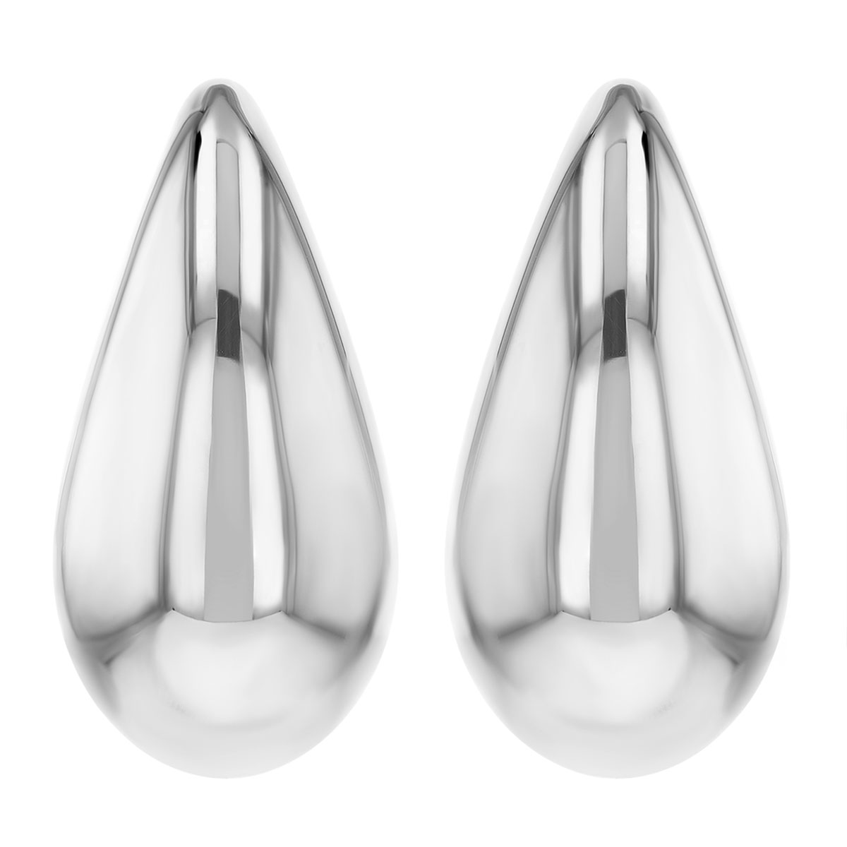 Sterling Silver Puffed Teardrop Stud Earrings