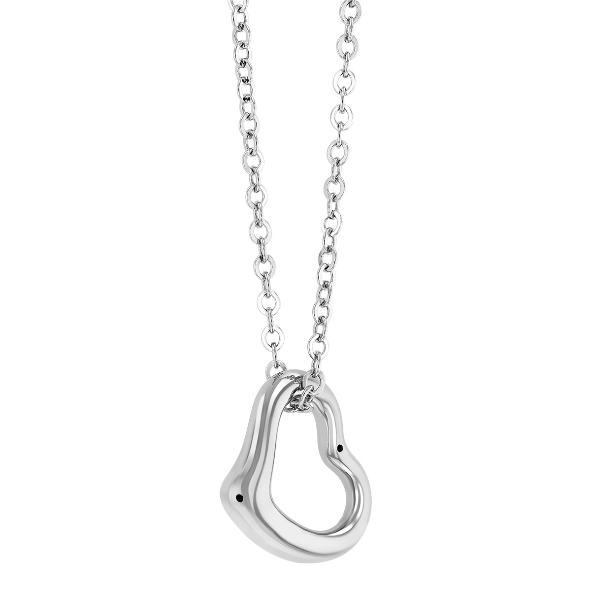 Sterling Silver Tilted Open Heart Pendant, 18