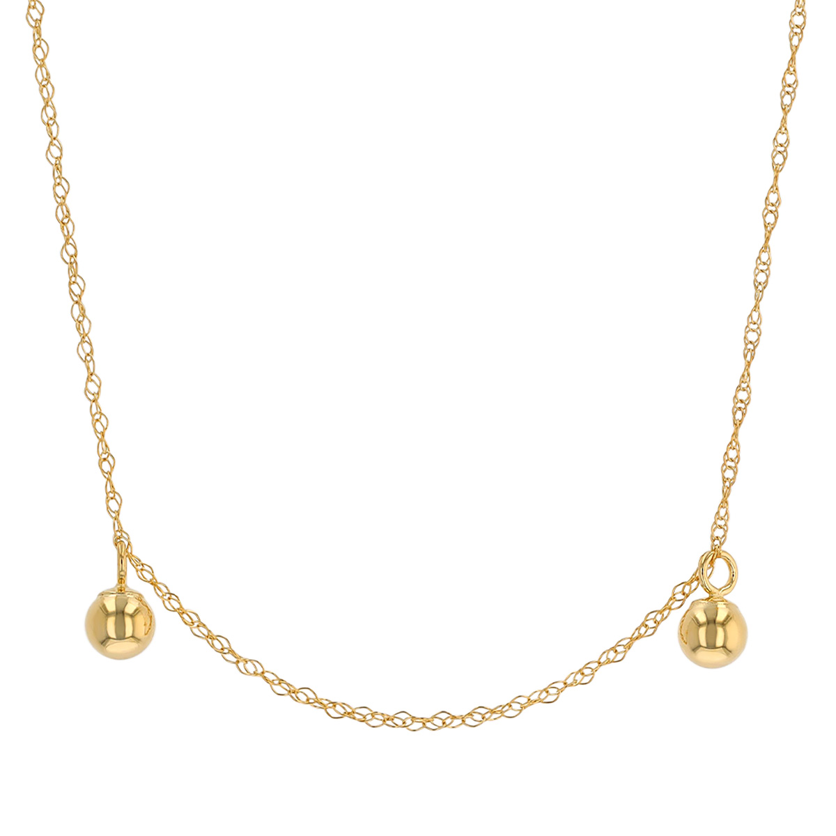 Yellow Gold Bead Dangle Station Necklace, 18