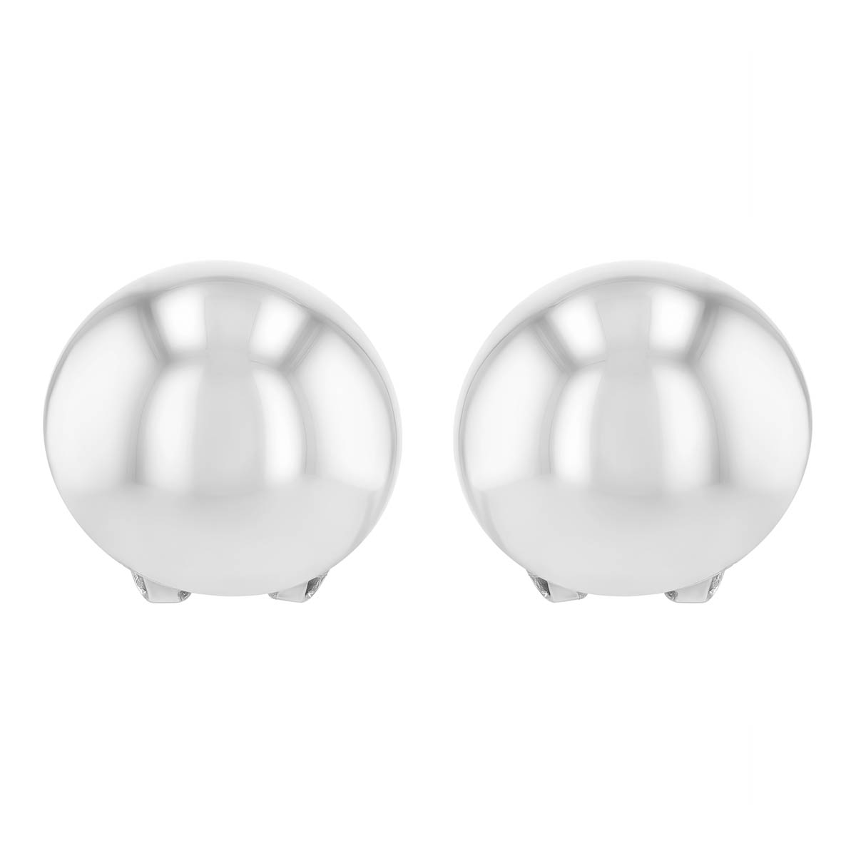 Sterling Silver Dome Earrings, 14 mm
